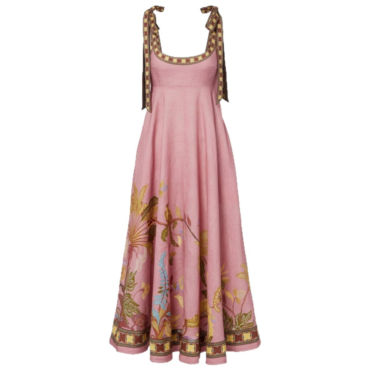 Women's Tie Strap Boho Floral Maxi Dress