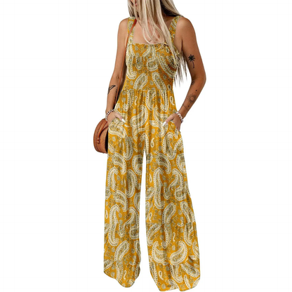 Midiross Boho Wide Leg Jumpsuit for Women – Casual Sleeveless Overalls with Pockets