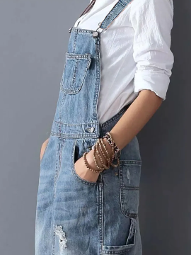 Midiross 2026 Ripped Denim Overall Dress