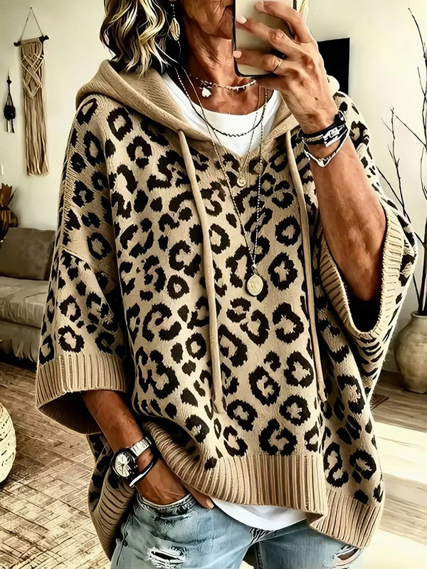 Women's Leopard Print Drawstring Hoodie
