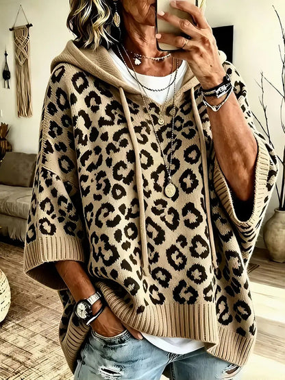 Women's Leopard Print Drawstring Hoodie