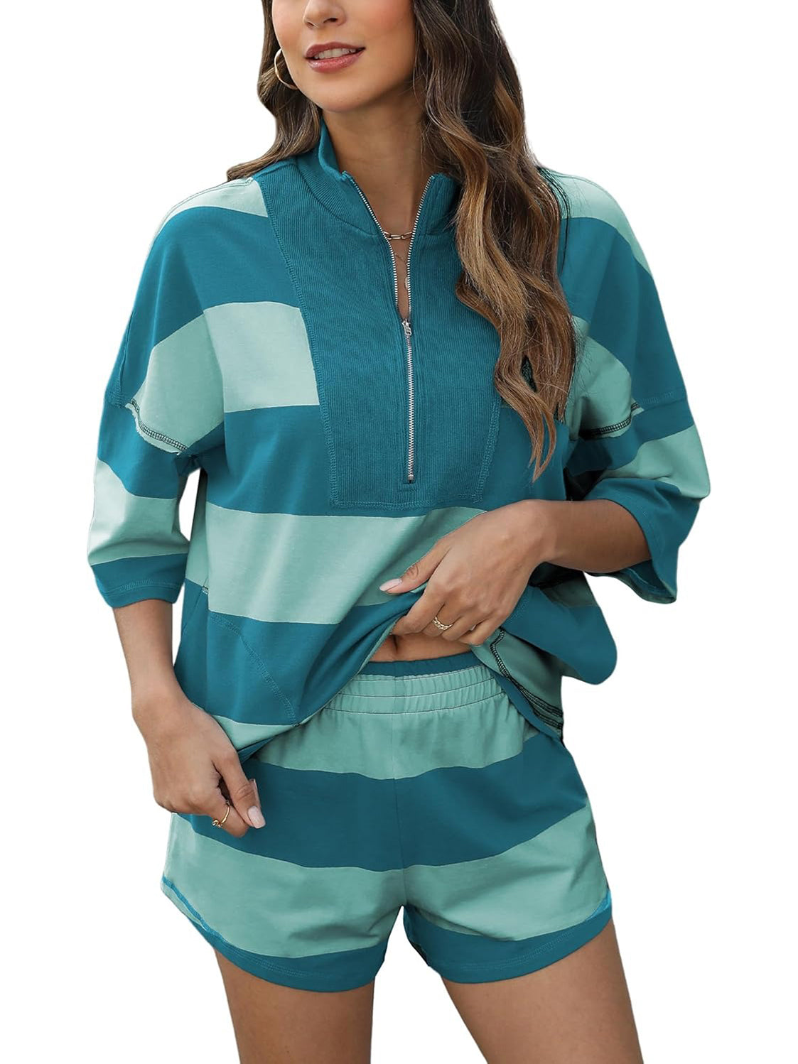 2026 Women's Stripe 2 Piece Lounge Set (Buy 2 Free Shipping)