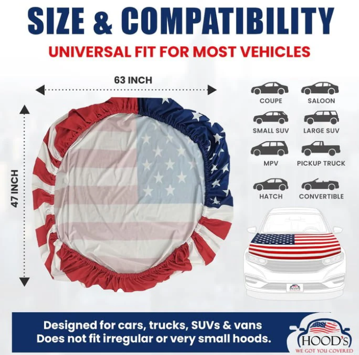 🎉4th Of July Flash Sale 65K+🔥Patriotic American Flag Car Hood Cover 🇺🇸🚗【Buy 2 Free Shipping】