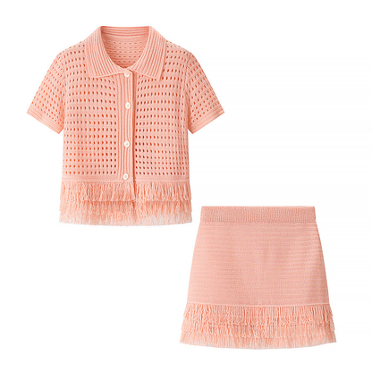 Women's Crochet Knit Fringe Two-Piece Set(BUY 2 FREE SHIPPING)