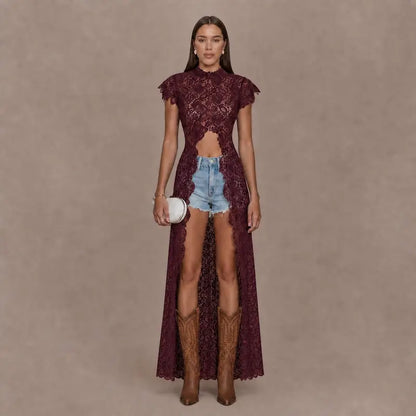 LikeMyChoice Boho Short-Sleeve Shirt & Wide-Leg Pants Luxury Resort Wear 2-Piece Outfit Satin Fabric Women's Lounge Set for Vacation Vibe Clothes Suits