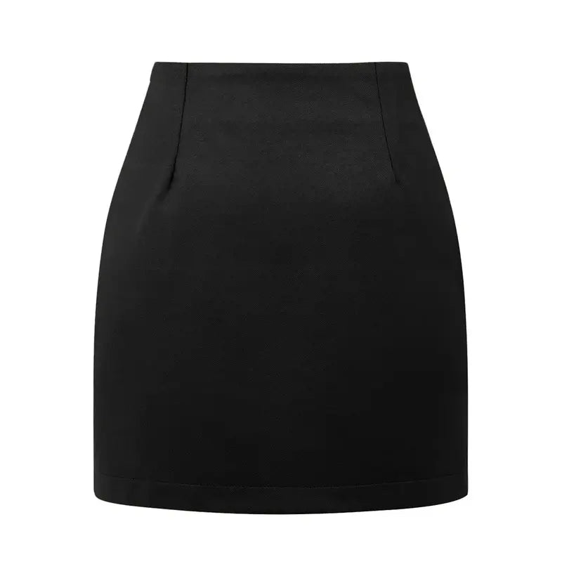 Women's High-Waist Plaid Fitted Mini Skirt, Woolen Bodycon Skirt