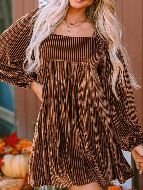 Women's Square Neck Tie Back Ribbed Dress (Buy 2 Free Shipping)