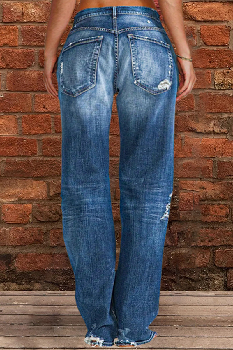 🔥🔥🔥🔥Ripped Low Waist Straight Leg Jeans(Buy 2 Free Shipping)
