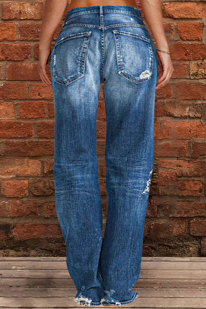 🔥🔥🔥🔥Ripped Low Waist Straight Leg Jeans(Buy 2 Free Shipping)