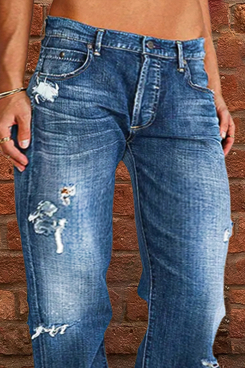 🔥🔥🔥🔥Ripped Low Waist Straight Leg Jeans(Buy 2 Free Shipping)