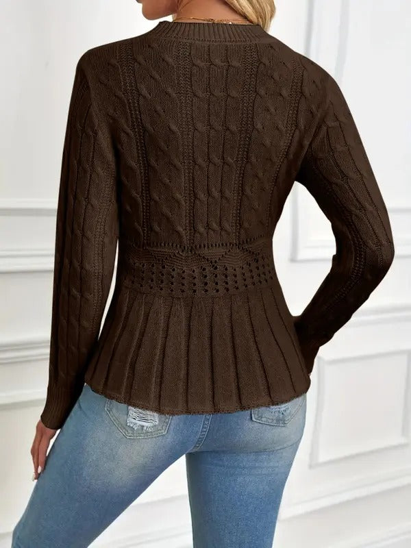 Women's Crew Neck Long Sleeve Chunky Knit Sweater (Buy 2 Free Shipping)