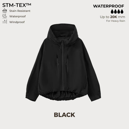 ⏰Hot Sale-Women's Oversized Pleated Hem Rain Jacket With Hooded