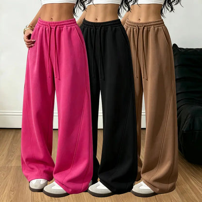 Women's Elastic Drawstring Wide-Leg Sweatpants