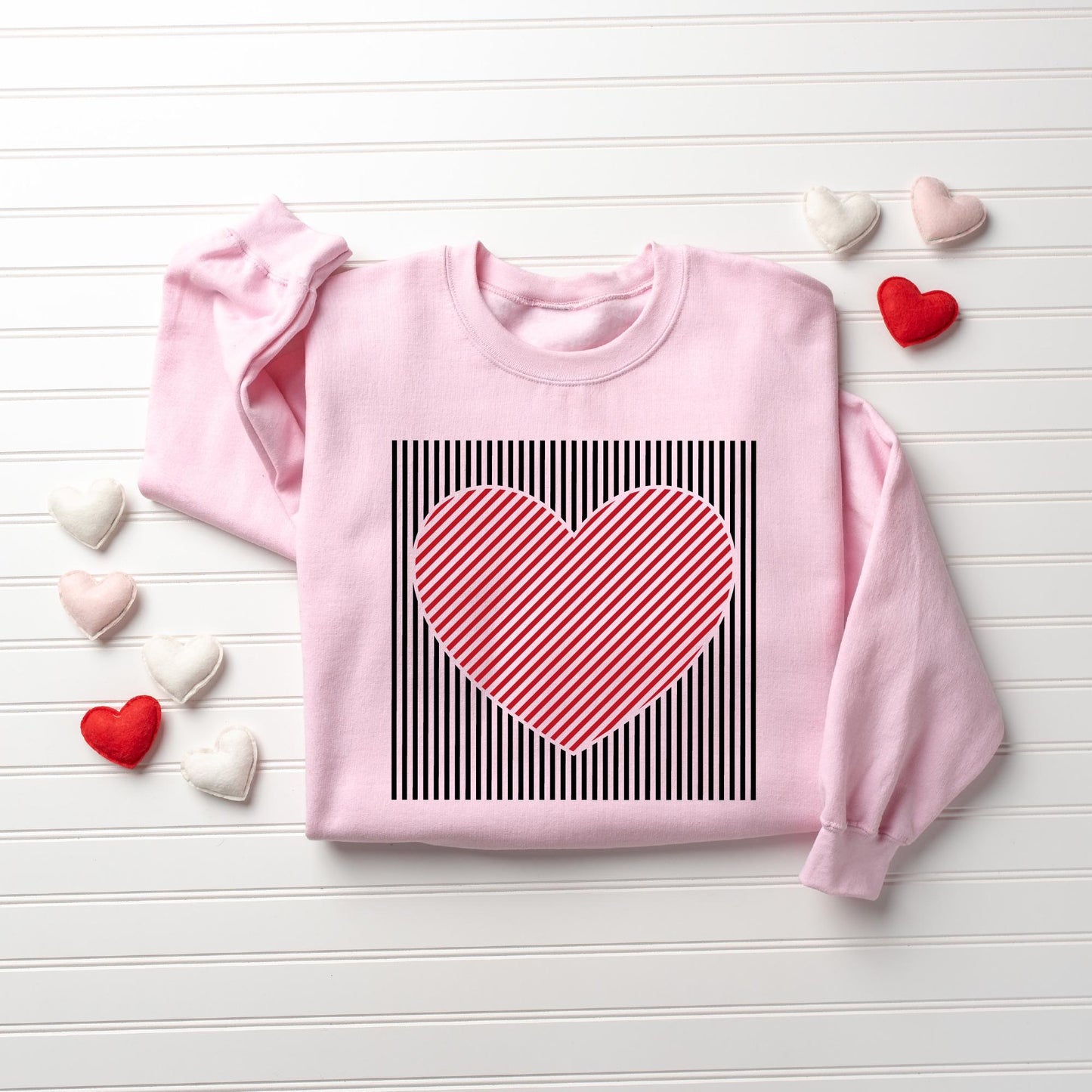 Limited time sale🔥Retro Valentines Heart Stripe Print Sweatshirt