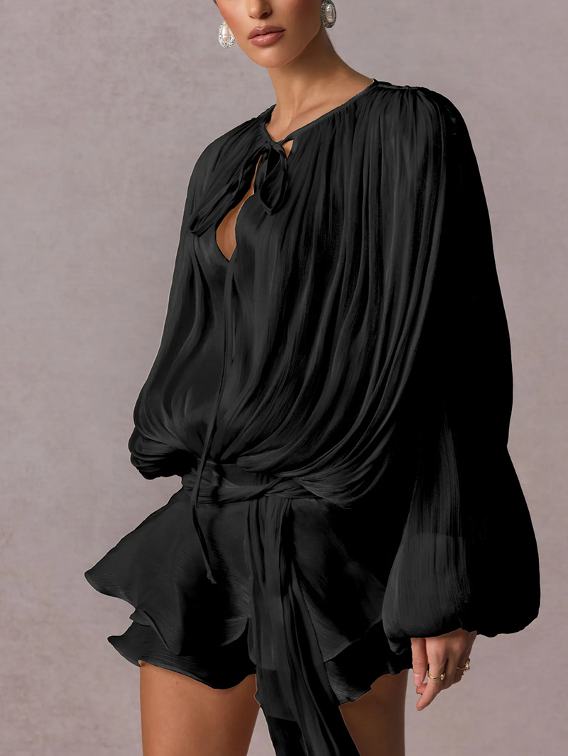 French-style ruffled and gathered short dress with leggings(BUY 2 FREE SHIPPING)