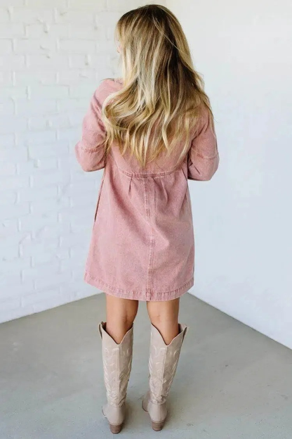 Vintage Washed Denim Shirt Dress