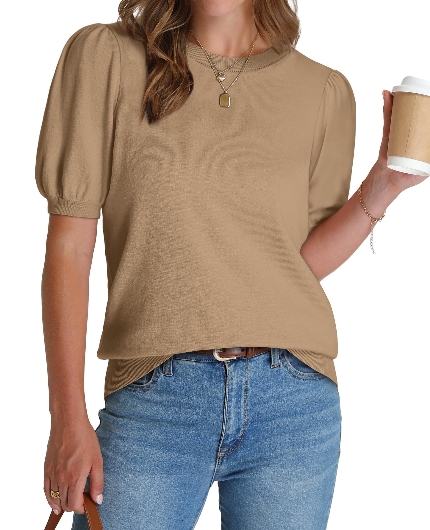 Women's Lightweight Puff Short Sleeve Sweater(Buy 2 Free Shipping)