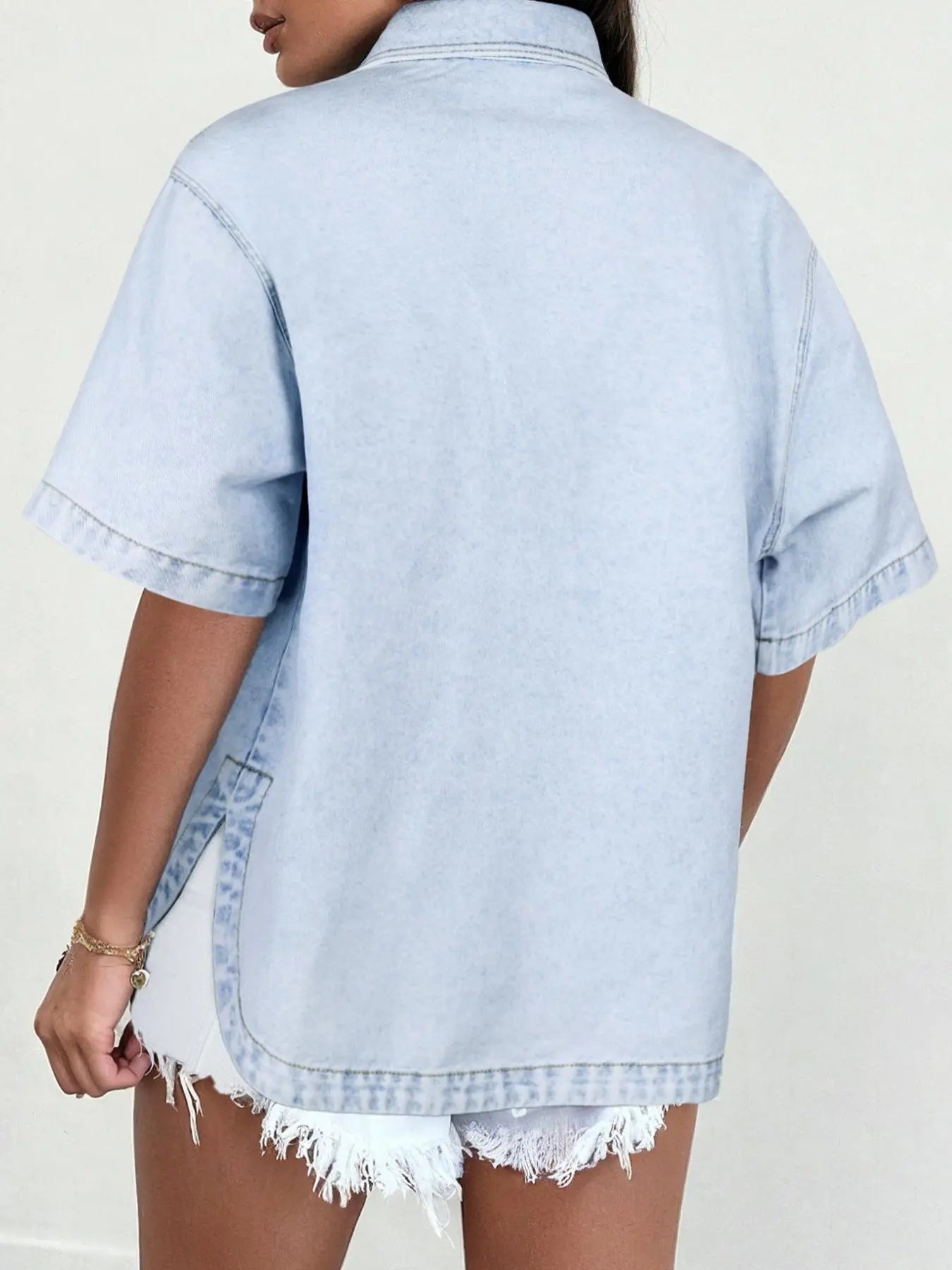 Women's Denim Coats, Jacket, Casual Short Sleeve Shirt Top for Summer