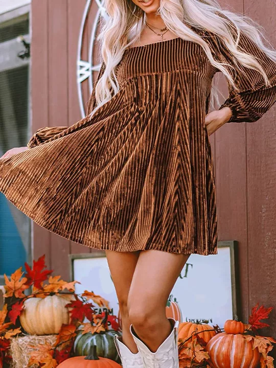 Women's Square Neck Tie Back Ribbed Dress (Buy 2 Free Shipping)