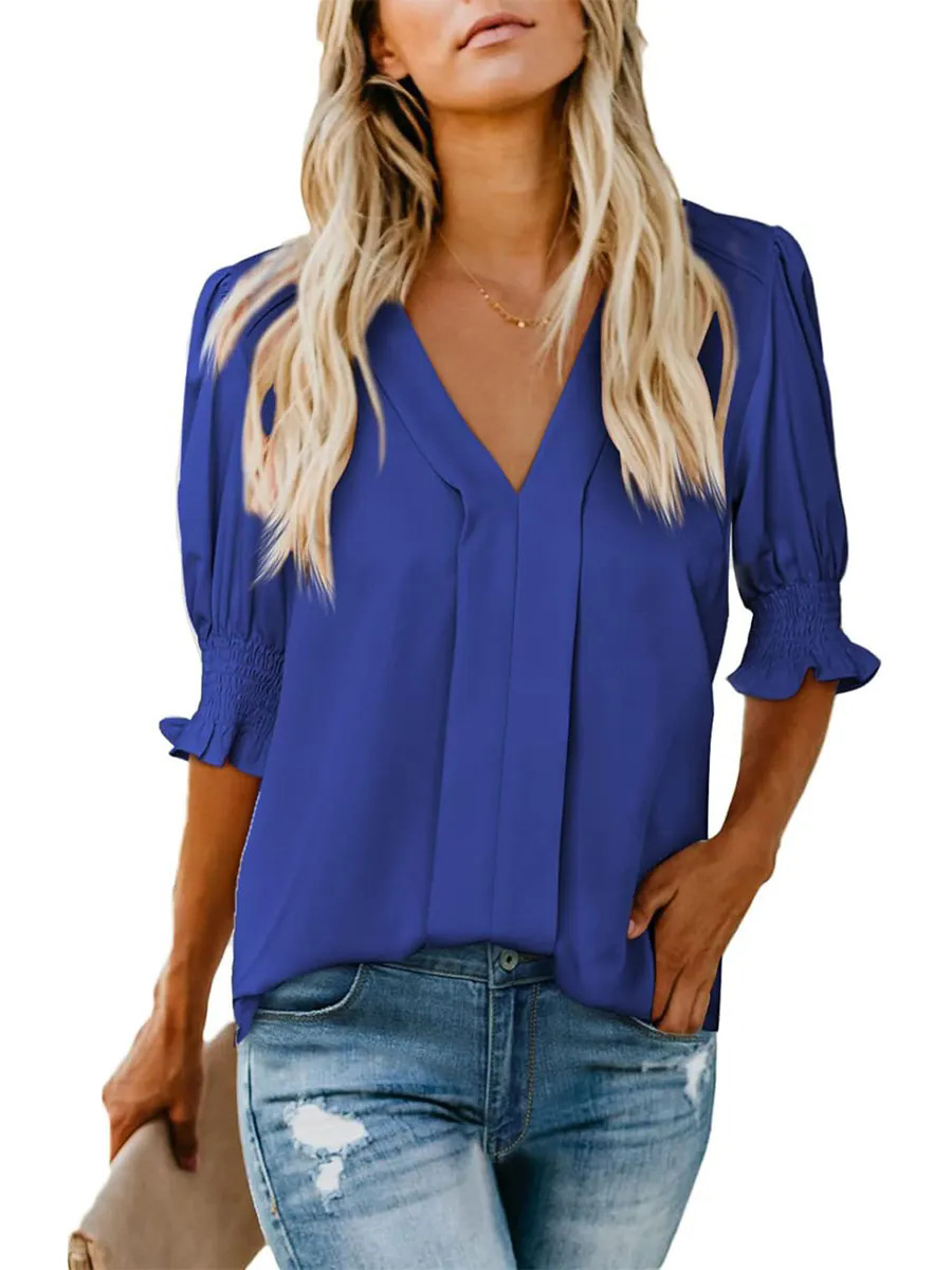 Women's V-Neck Ruffled Sleeve Blouse(BUY 2 FREE SHIPPING)