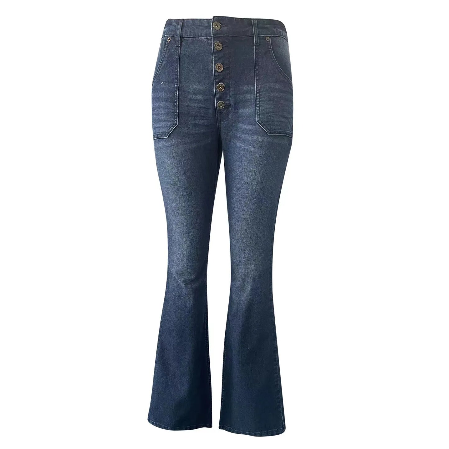 70S HIGH RISE STRETCHY BUTTONS BELL BOTTOM JEANS(Buy 2 Free Shipping)