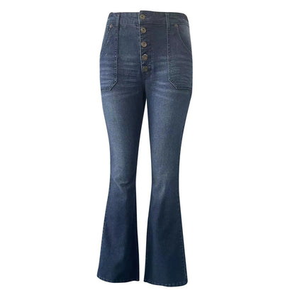 70S HIGH RISE STRETCHY BUTTONS BELL BOTTOM JEANS(Buy 2 Free Shipping)