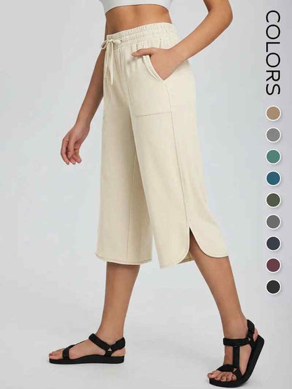 👖 Women's Wide Leg Yoga Capris – High Waisted with Pockets, Quick Dry, Lightweight, UPF 50+ Sun Protection – Loose Comfy for Hiking, Gym, Travel & Outdoor Workout ☀️