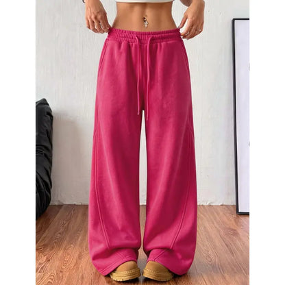 Women's Elastic Drawstring Wide-Leg Sweatpants