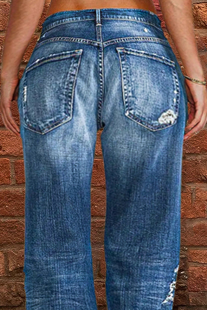 🔥🔥🔥🔥Ripped Low Waist Straight Leg Jeans(Buy 2 Free Shipping)
