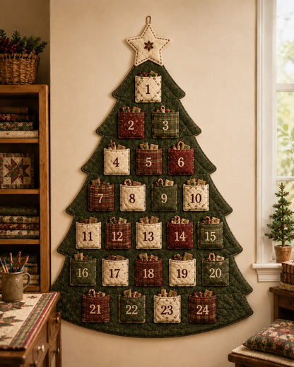 🎉🎄✨24-Pocket Fabric Christmas Advent Tree Kit(📦 Buy 2 Free Shipping)