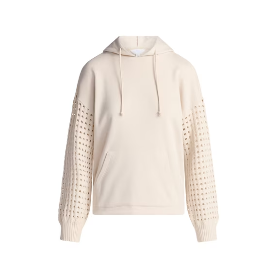 Women Mixed Knit Long Sleeve Hoodie With Pocket