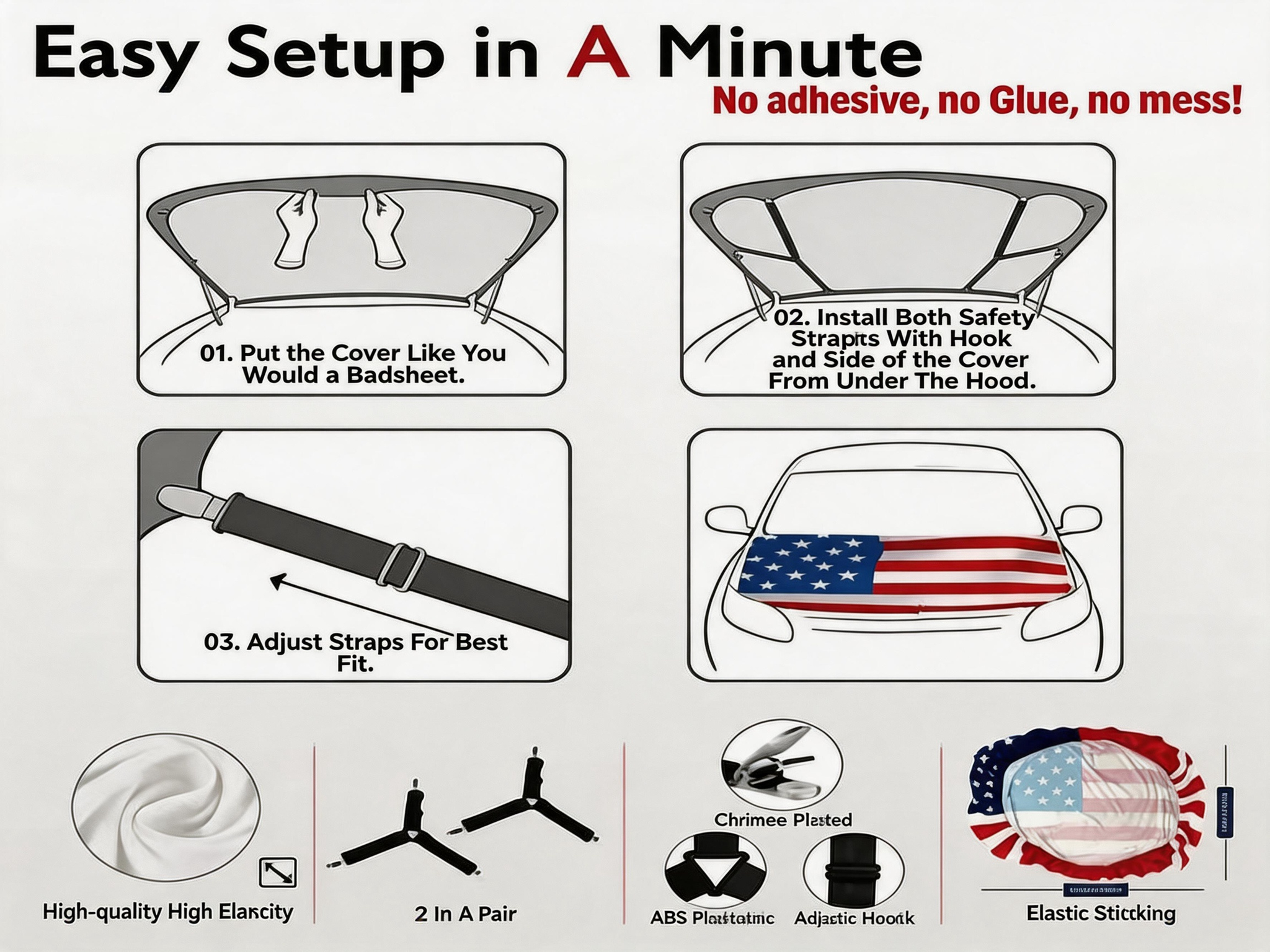 Patriotic American Flag Car Hood Cover 🇺🇸🚗
