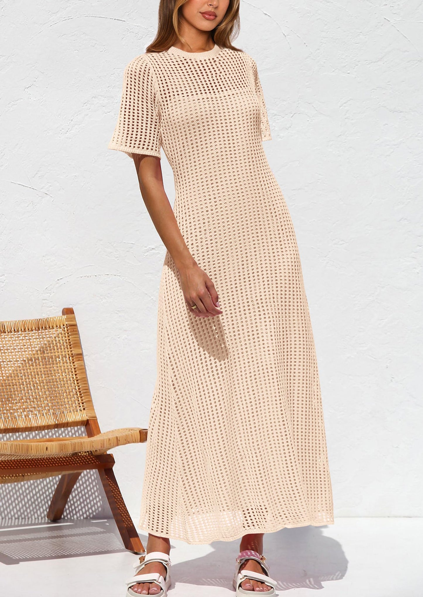 HOT SALE Women's Hollow Cover Up and Slip Dress Two-Piece Dress