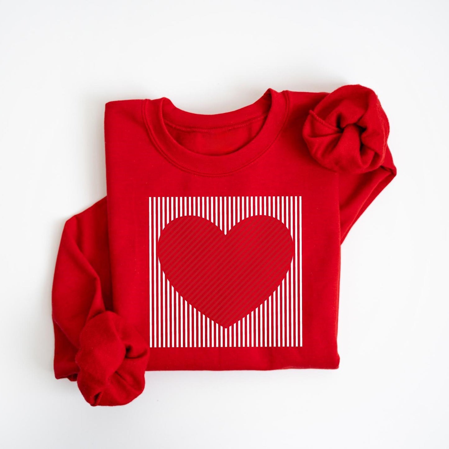 Limited time sale🔥Retro Valentines Heart Stripe Print Sweatshirt