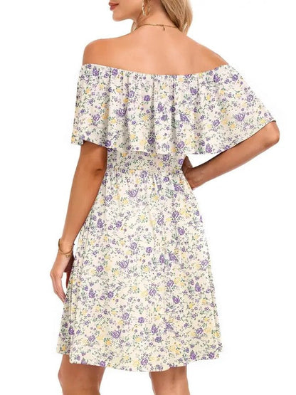 Women's Flow Printed Off-Shoulder Dress