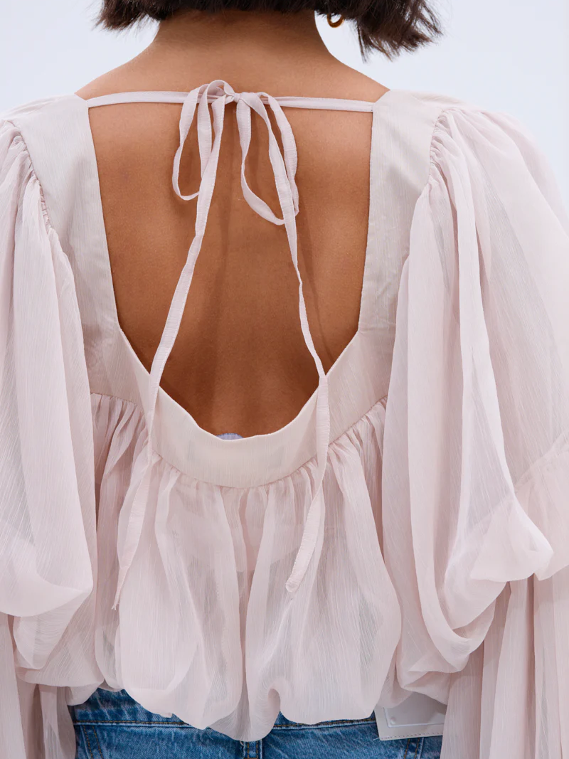 SLOUCHY SQUARE NECK LONG SLEEVE BLOUSE TOP