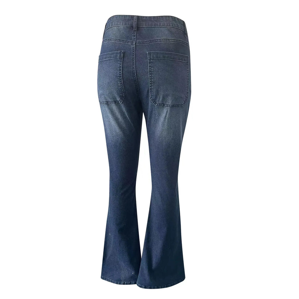 70S HIGH RISE STRETCHY BUTTONS BELL BOTTOM JEANS(Buy 2 Free Shipping)