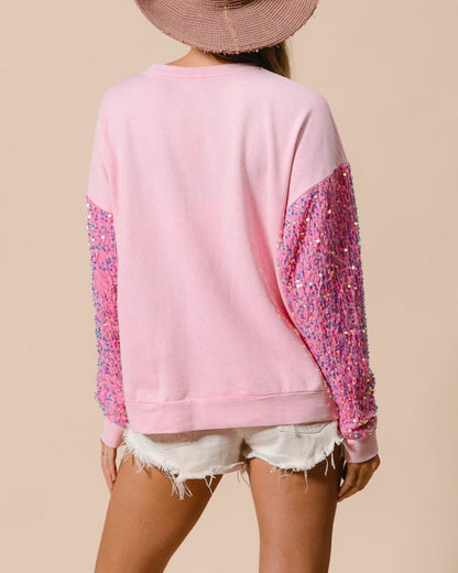 Hot Sale-Women's Santa Sequin Patchwork Sweatshirt