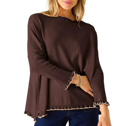 Ruffle Trim Knit Sweater