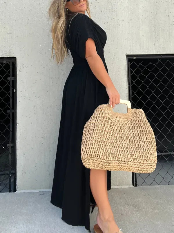 SLIT V-NECK EFFORTLESS MAXI LONG DRESS(Buy 2 Free Shipping)