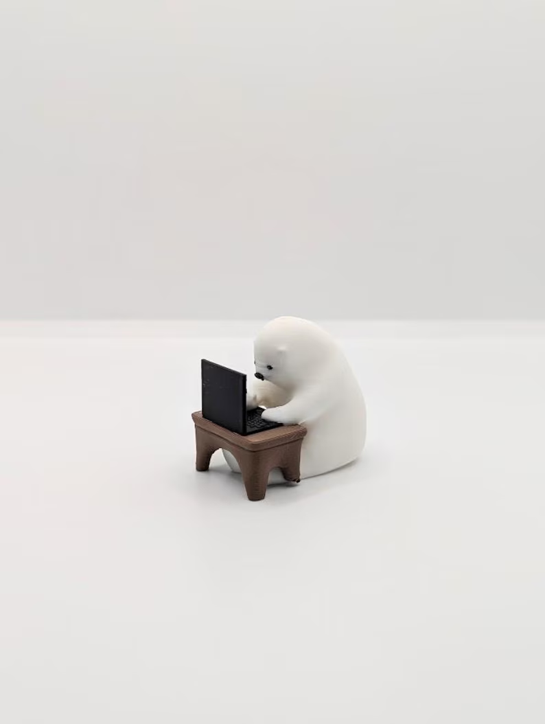 Mini Working Polar Bear Figurine