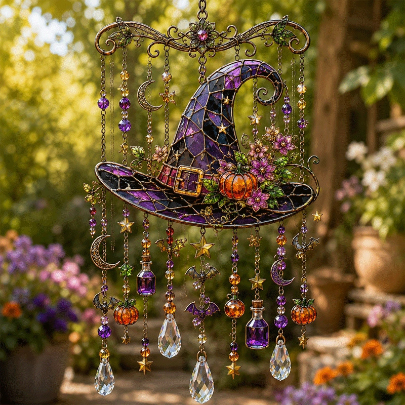 Halloween Stained Glass Suncatcher Wind Chime 🎃