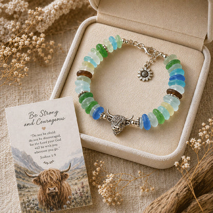 🌊🐢 Sea Glass Blessing Bracelet