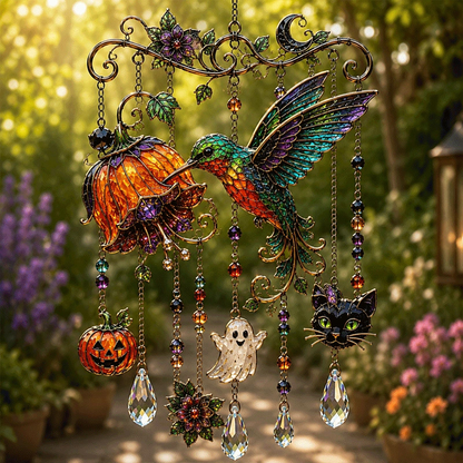 Halloween Stained Glass Suncatcher Wind Chime 🎃
