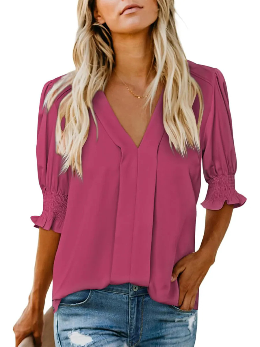 Women's V-Neck Ruffled Sleeve Blouse(BUY 2 FREE SHIPPING)