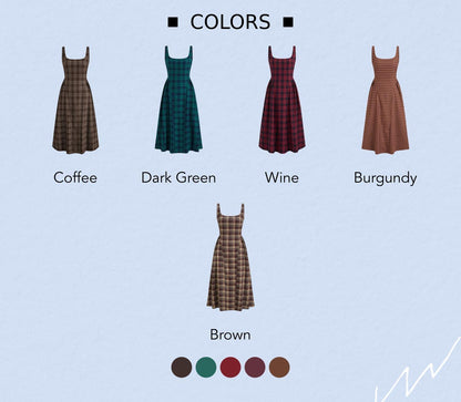 Vintage Plaid Sleeveless Maxi Dress for Women