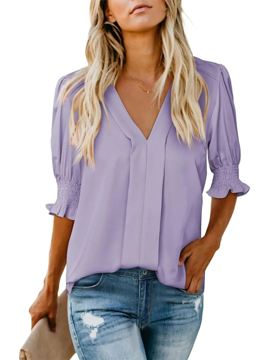 Women's V-Neck Ruffled Sleeve Blouse(BUY 2 FREE SHIPPING)