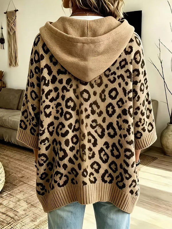 Women's Leopard Print Drawstring Hoodie