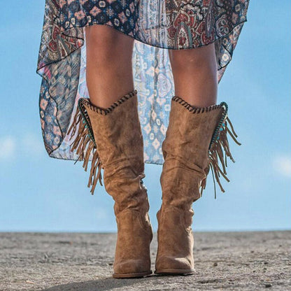 Western Style Tassel Embroidery Retro Boots