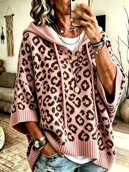 Women's Leopard Print Drawstring Hoodie